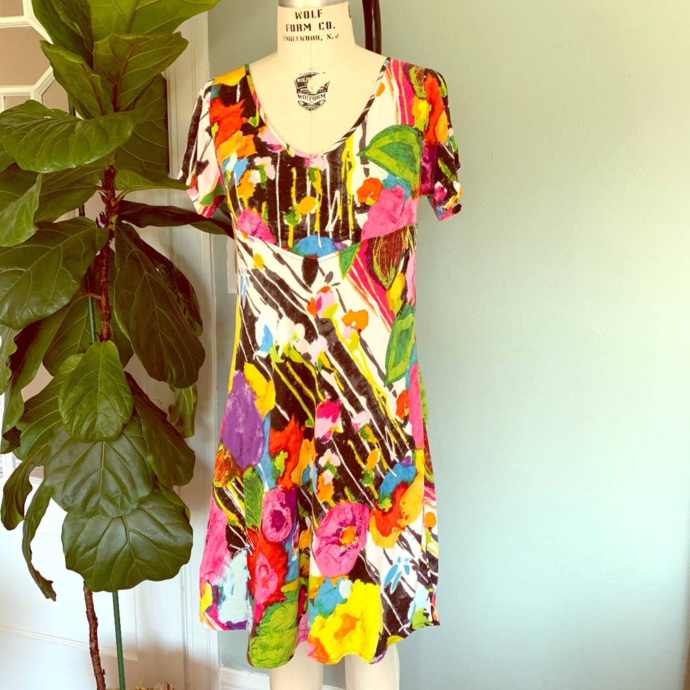Floral, watercolor, hawaii, shift dress. Sz.xs